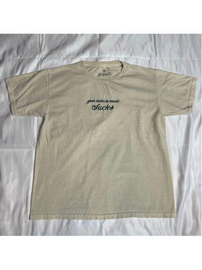 Women’s Ripple Short Sleeve Tee M Beige Green "Your Taste in Music Sucks"
